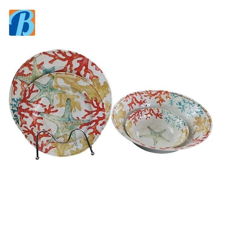 Made in China Kitchen Wares Melamine Tray Tableware 4PCS Round Melamine Ware